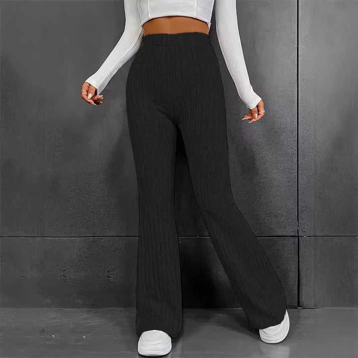 Pantalons taille haute côtelés doux pour femmes Chic & Stil