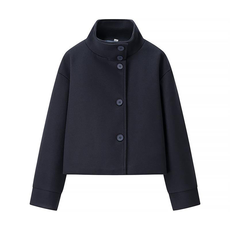 Cropped jacket for women with high collar and practical buttons Lune London