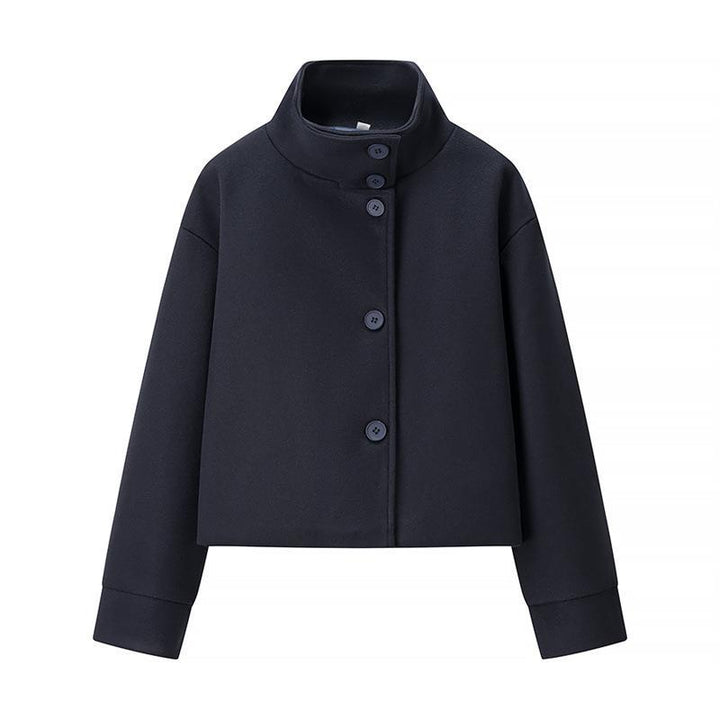 Cropped jacket for women with high collar and practical buttons Lune London
