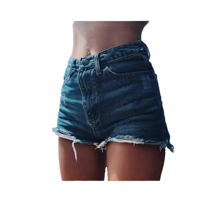 Women’s casual destroyed denim shorts with high waist Lune London
