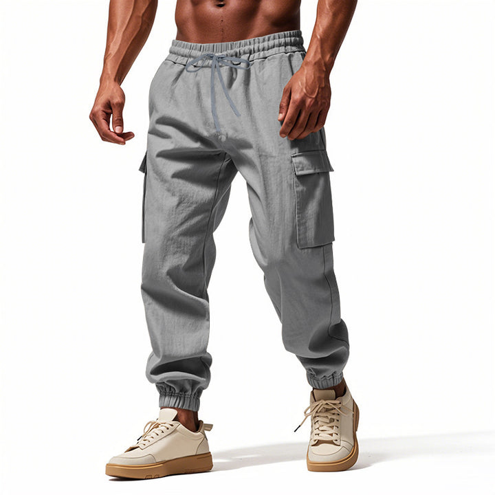 Men's cargo jogger pants with elastic waistband and practical side pockets Lune London