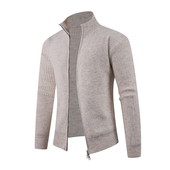 Knitted pullover for men with modern zipper and textured fabric Lune London