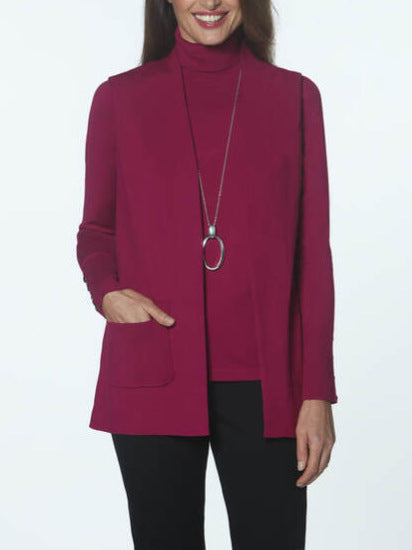Knitted jacket for women with high collar and practical pockets Lune London