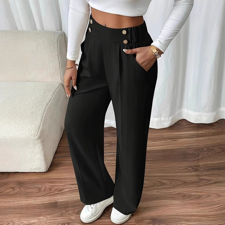 Wide pleated pants for women with elastic waistband and practical pockets Lune London