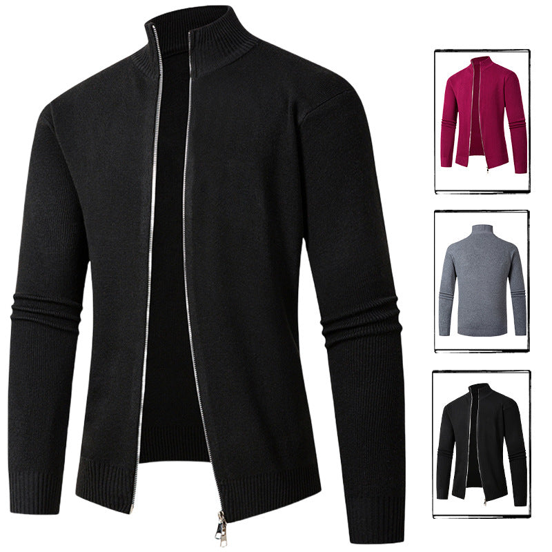 Knitted men's jacket with high collar and zipper Lune London