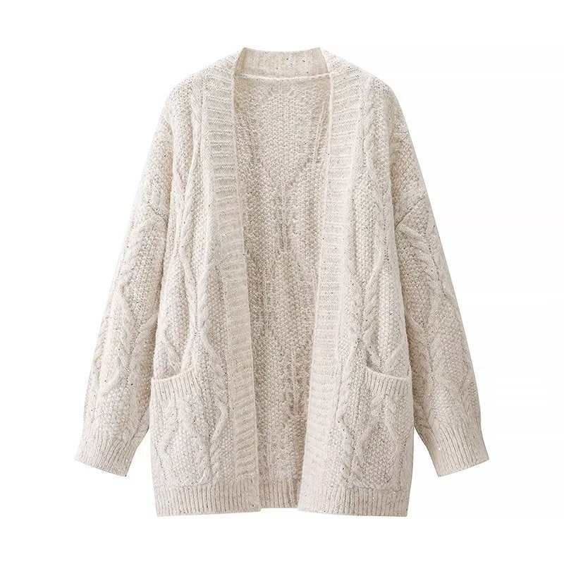 Cardigan en tricot chunky pour femmes avec poches pratiques Chic & Stil