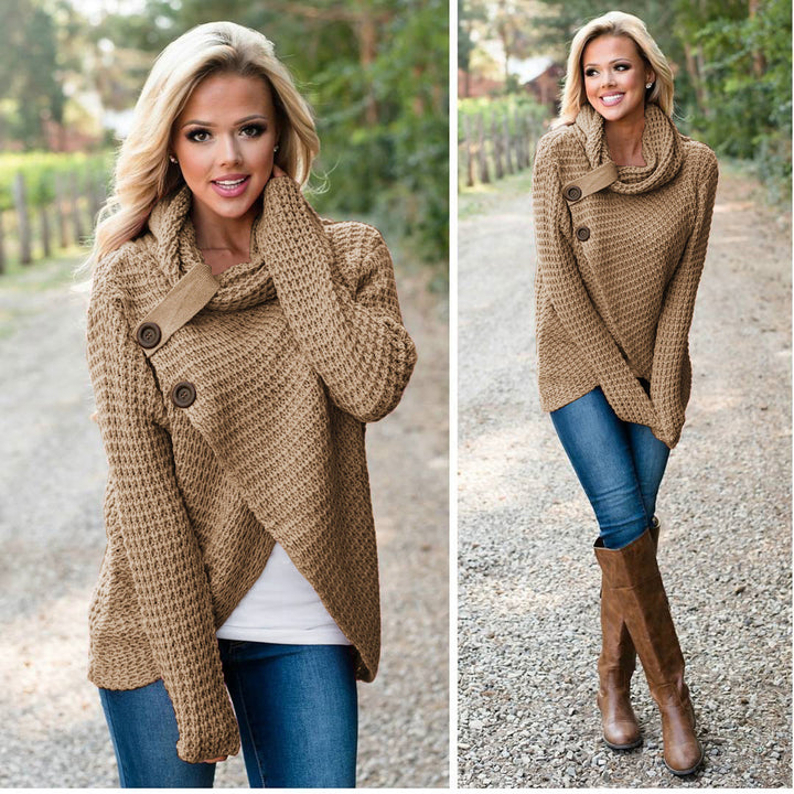 Women's knit jacket with asymmetrical closure and comfortable collar Lune London