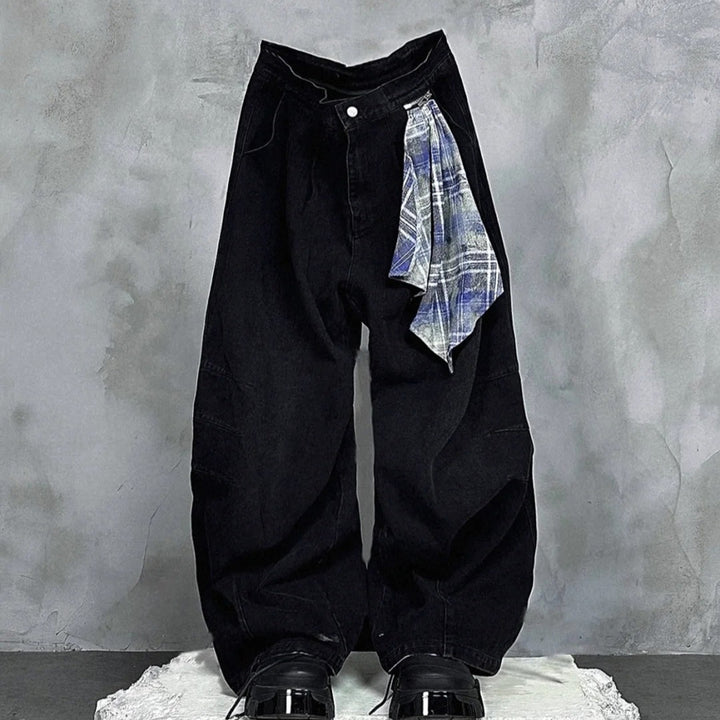 Baggy denim pants for women with practical fabric detail Lune London