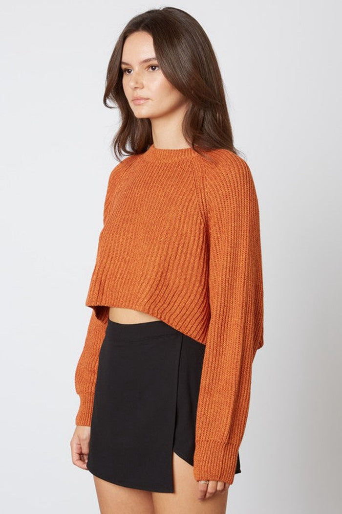 Ladies trend, short knit sweater with ribbed texture and dropped shoulders Lune London