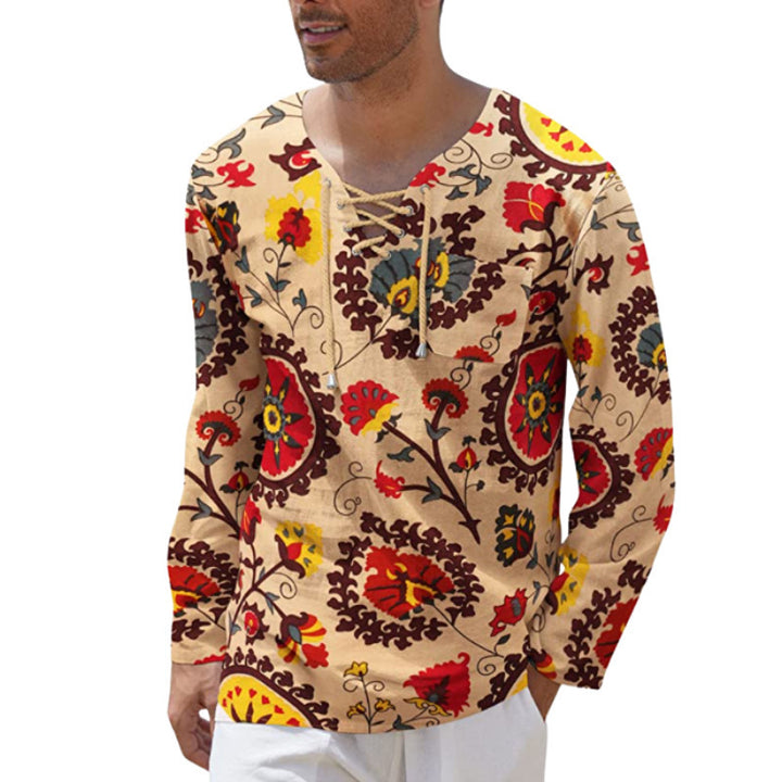 Long sleeve shirt for men with a unique lace detail and a creative patchwork pattern Lune London