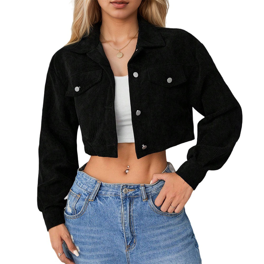 Cropped corduroy jacket for women with stylish details and practical pockets Chic & Stil