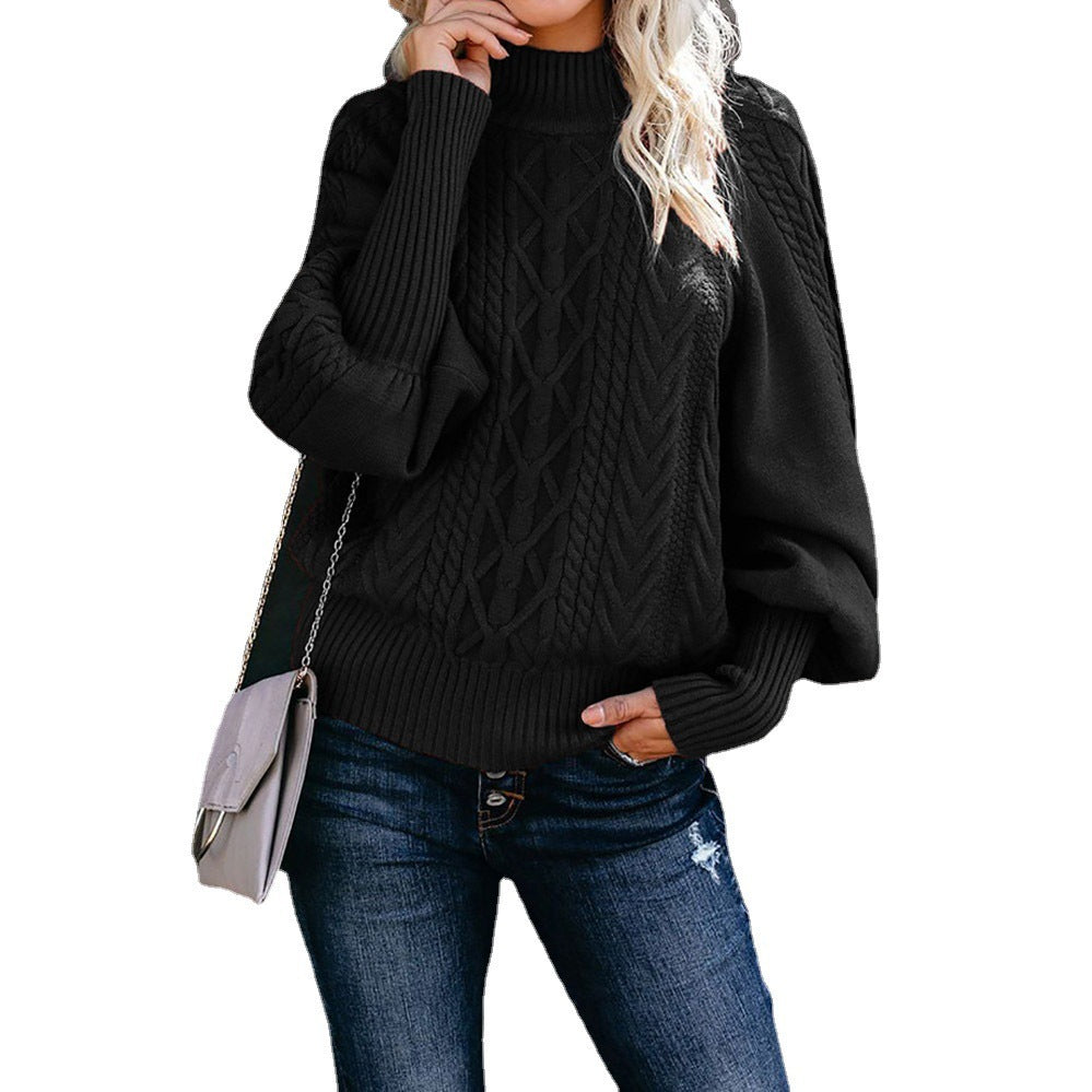 Knit sweater for women with high collar and voluminous sleeves Lune London