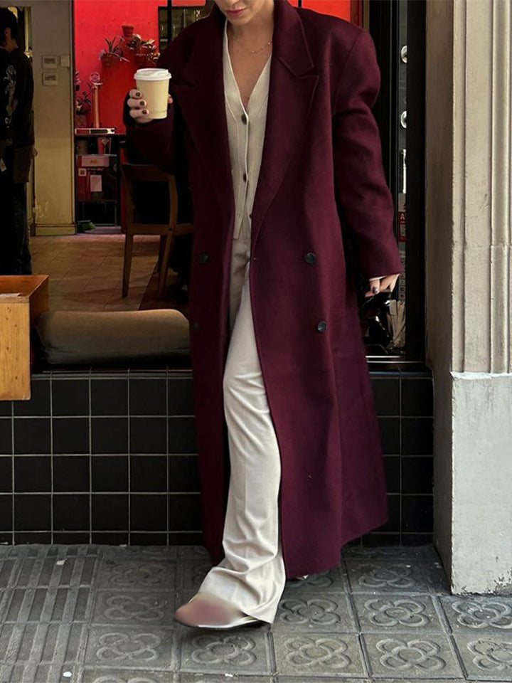 Elegant wool coat for women with double-breasted buttons Lune London