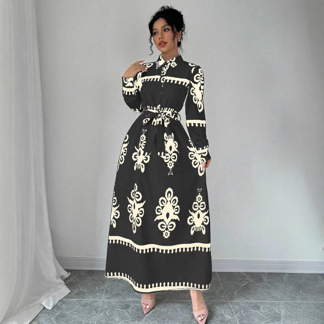 Maxi dress for women with vintage pattern Lune London