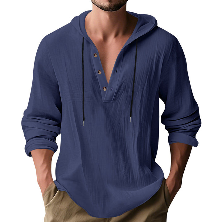 Men's casual hoodie shirt with modern button placket design Lune London