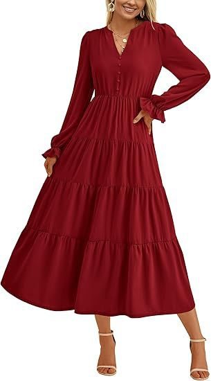 Long sleeve maxi dress for women with ruffles Lune London