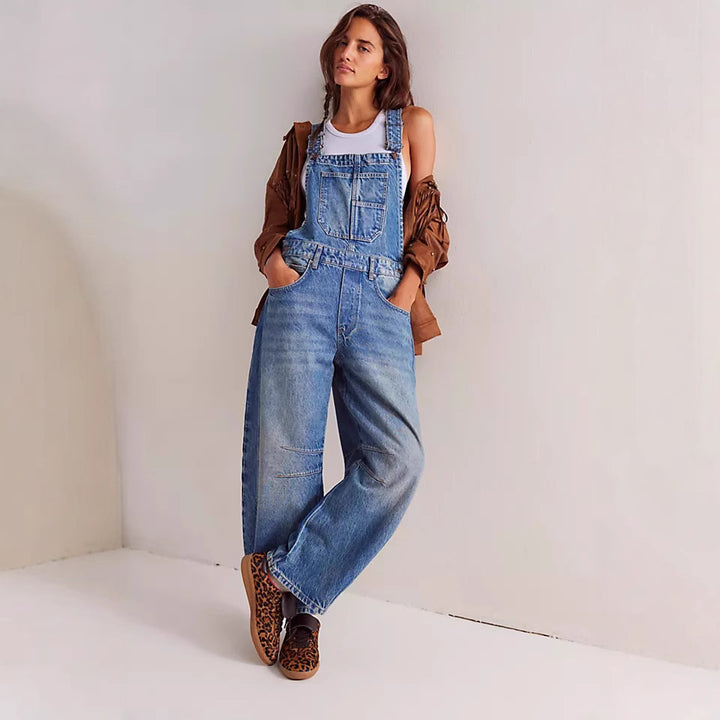 Women's casual denim overalls with a modern cut and adjustable straps Lune London