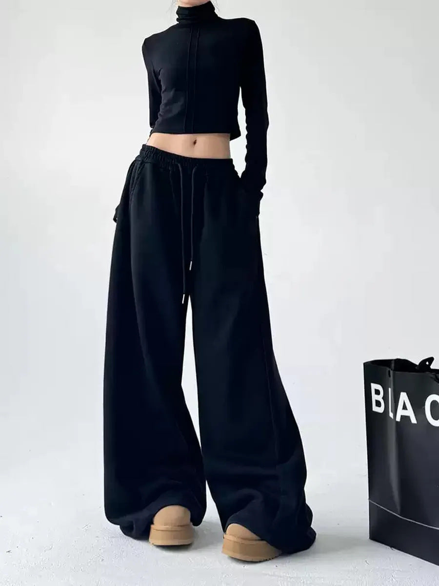 Wide women's jogger pants with elastic waistband Lune London