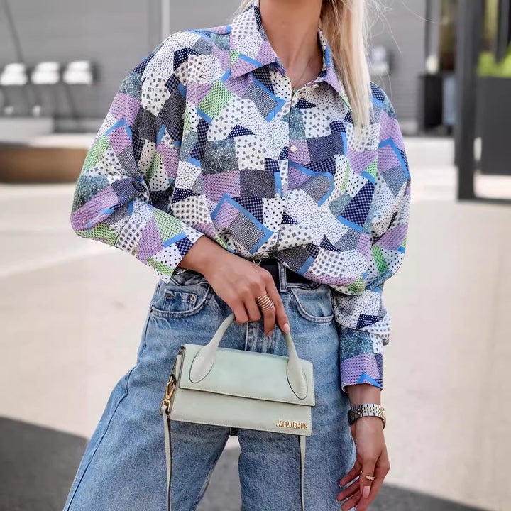 Plus size women's blouse with floral pattern Lune London