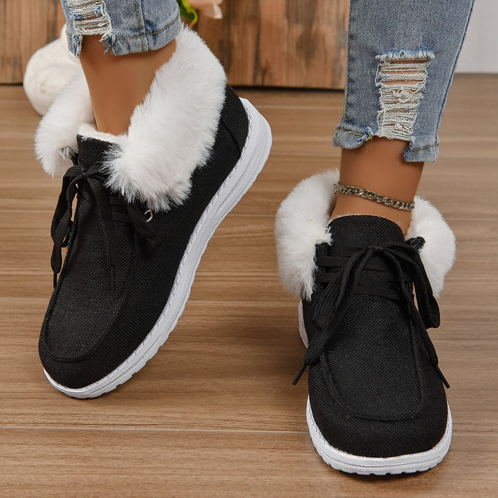 Women comfortable sneakers with fur collar and non-slip sole Lune London