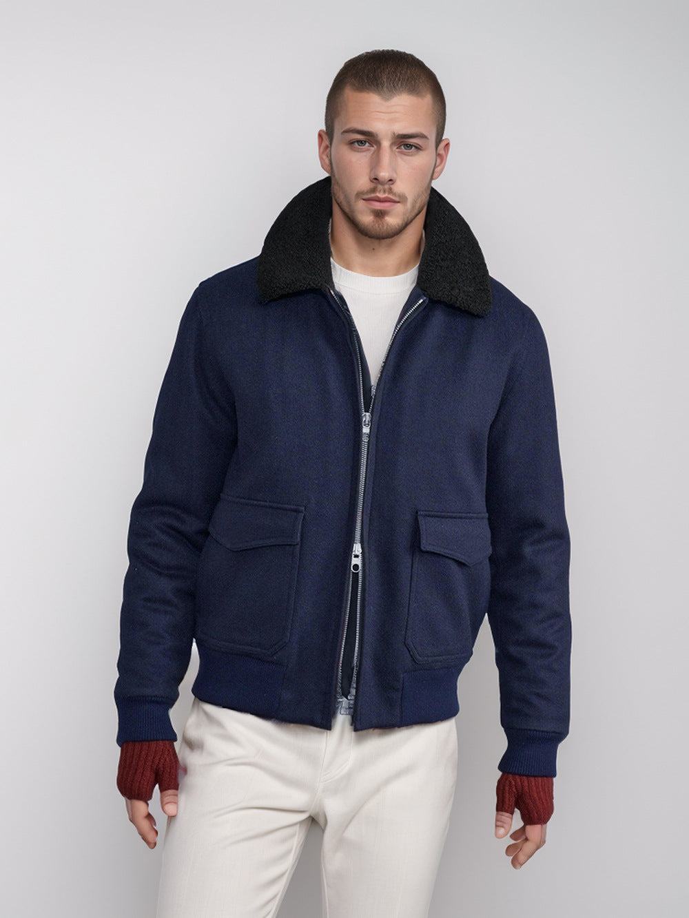 Warm fleece jacket for men with high collar and practical pockets Lune London