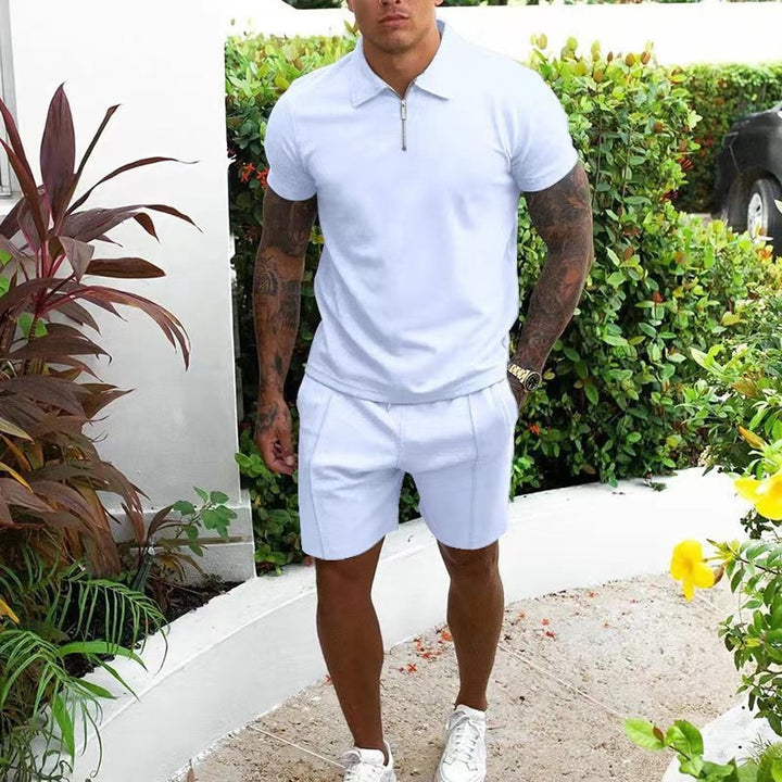 Men's Leisure Zip-Up Polo and Shorts Set Lune London