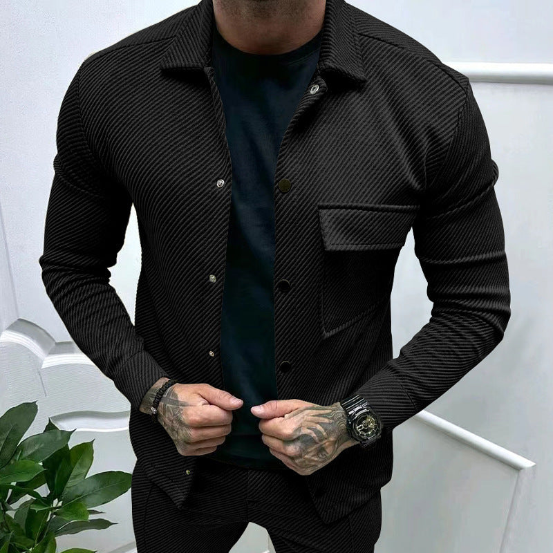 Men's elegant casual top with textured design and practical chest pocket Lune London