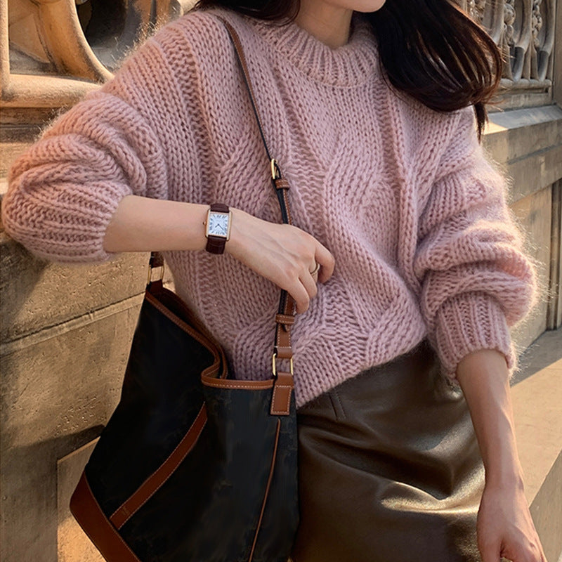 Pull femme en tricot épais avec design en câble et coupe douce Chic & Stil