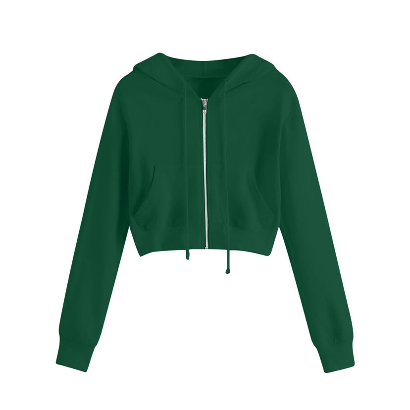 Women's Short Zipper Hoodie with Kangaroo Pocket Chic & Stil