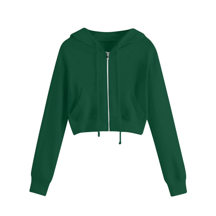Women's cropped hoodie jacket with zipper and kangaroo pocket Chic & Stil