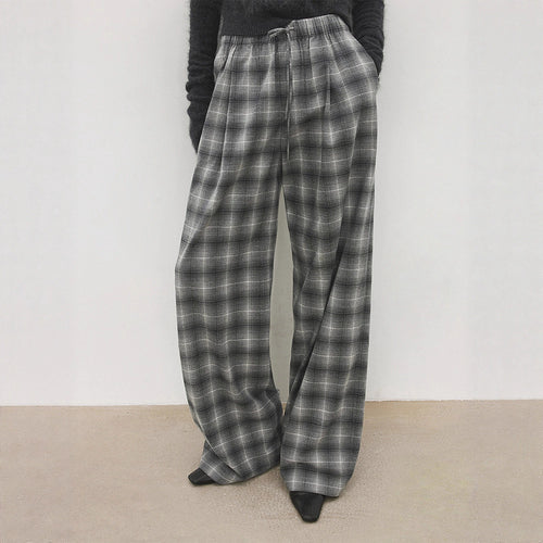 Pantalons à carreaux amples pour femmes avec taille élastique Chic & Stil