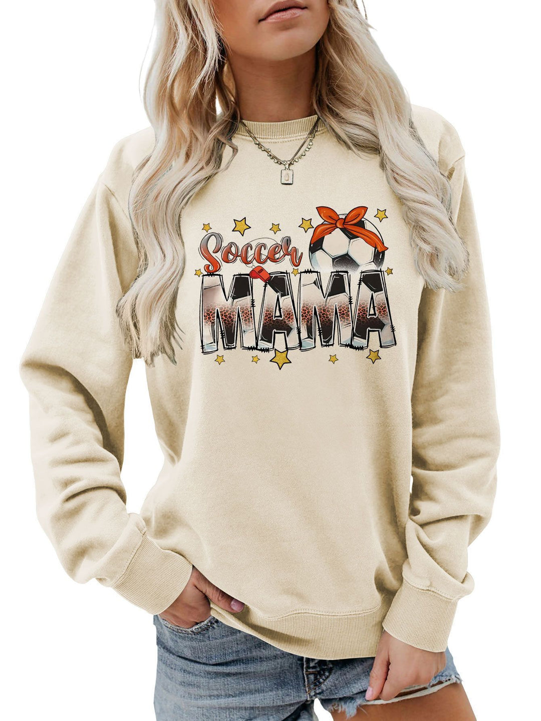 Sweatshirt pour femmes avec imprimé accrocheur "Soccer Mama" et coupe confortable Chic & Stil