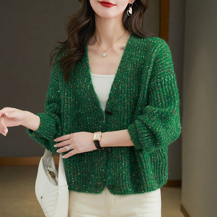 Women’s cozy chunky knit pullover with button detail and relaxed fit Lune London