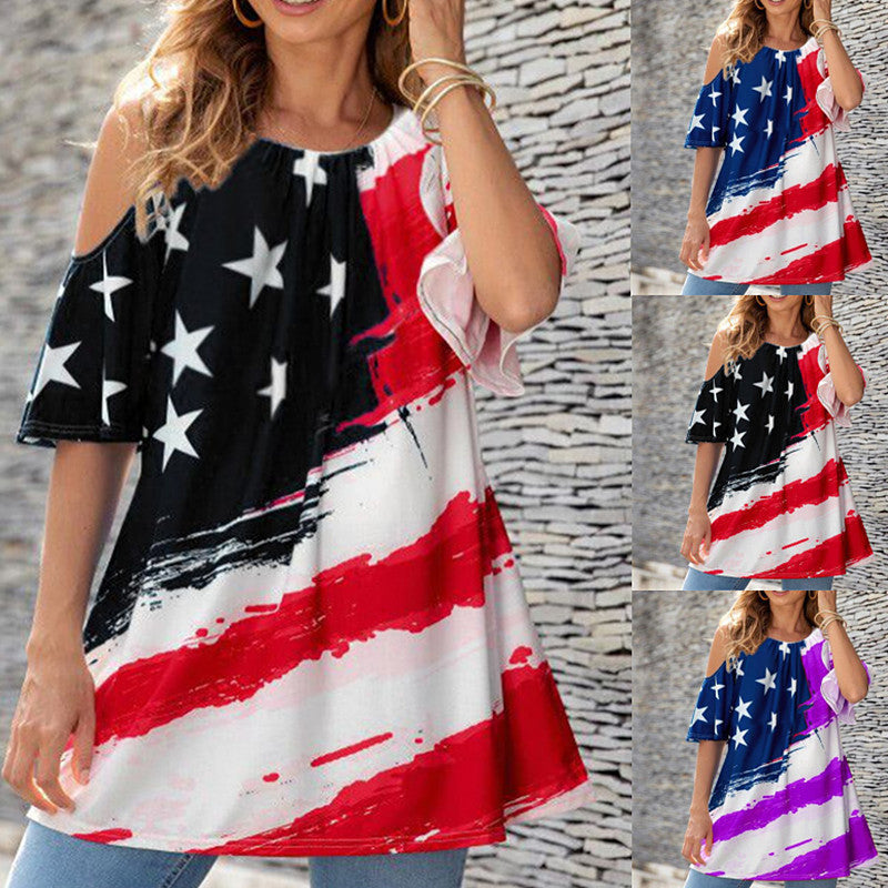 Ladies Cold Shoulder Graphic Tunic Top Lune London