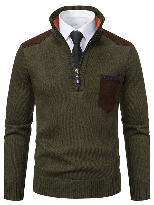 Trendy men's sweater with high collar and practical zip Lune London