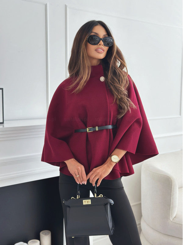 Ladies Elegant Knit Capes with Chic Belt and Style