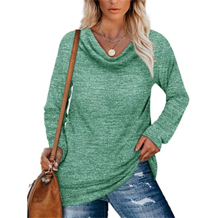 Casual long-sleeve t-shirt for women with classic cascade neckline Lune London
