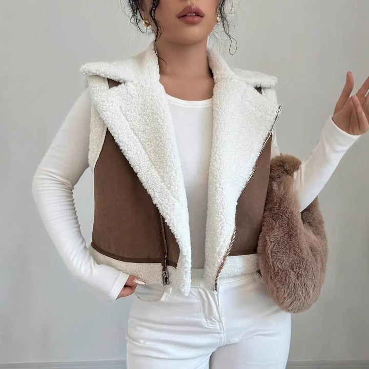 Ladies reversible faux fur vest with high-quality zipper Lune London