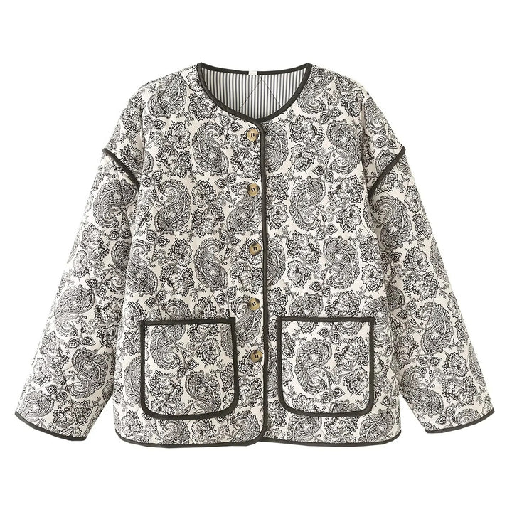 Quilted jacket with unique paisley patterns for women Lune London