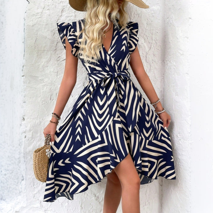 Robe d'été pour femme avec des manches à volants et un motif graphique Chic & Stil