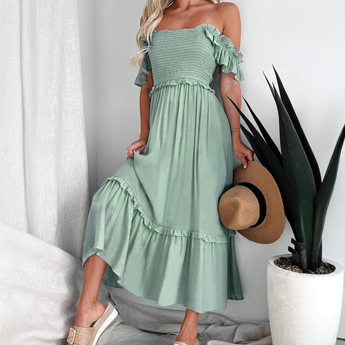 Lune London women's tiered smocked maxi dress
