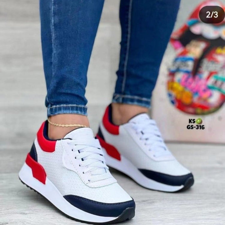 Lace-up perforated sporty sneakers for women Lune London