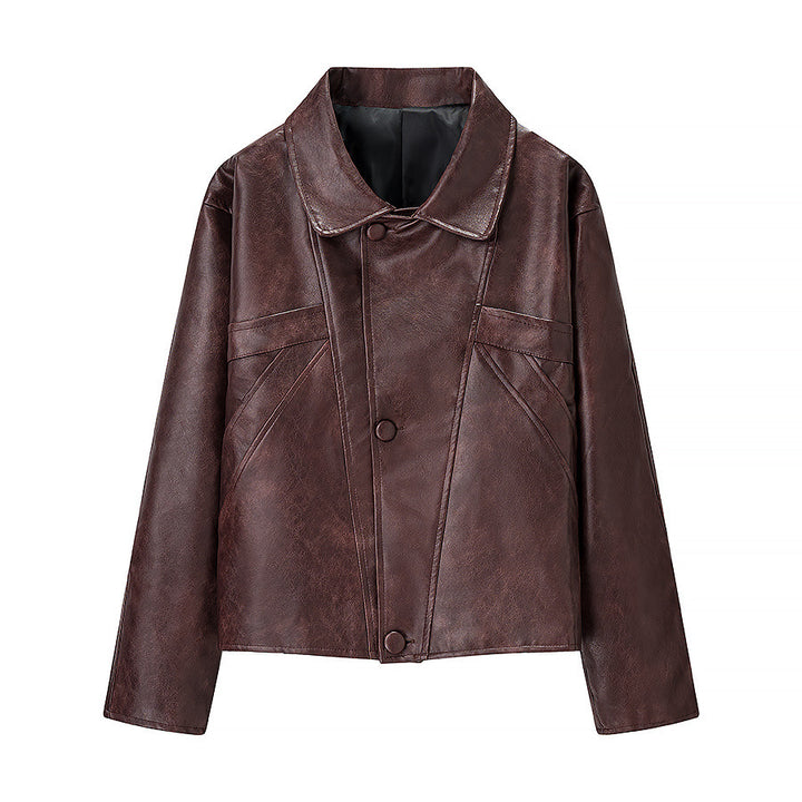 Women’s faux leather jacket with a structured design and practical pockets Lune London