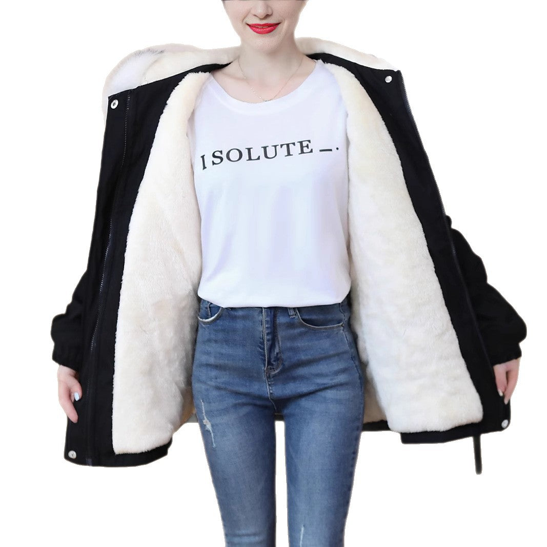 Insulated leisure jacket for women with removable faux fur collar Lune London
