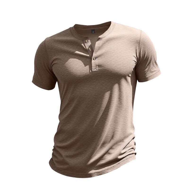 Casual short sleeve Henley T-shirt for men in breathable material Lune London