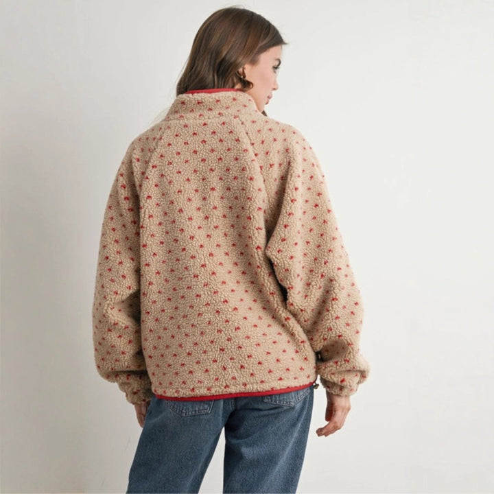 Veste bomber confortable pour femmes avec des boutons décoratifs et en polaire douce Chic & Stil