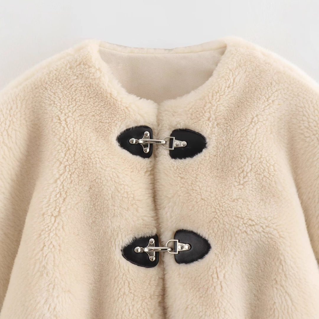 Women fleece jacket with decorative buttons Lune London