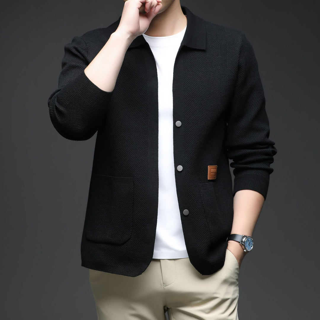 Knitted jacket for men with a casual fit and classic collar Lune London