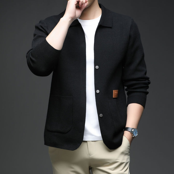 Knitted jacket for men with a casual fit and classic collar Lune London