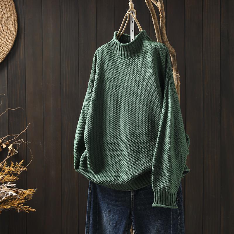 Pull en tricot décontracté pour femmes avec col montant Chic & Stil